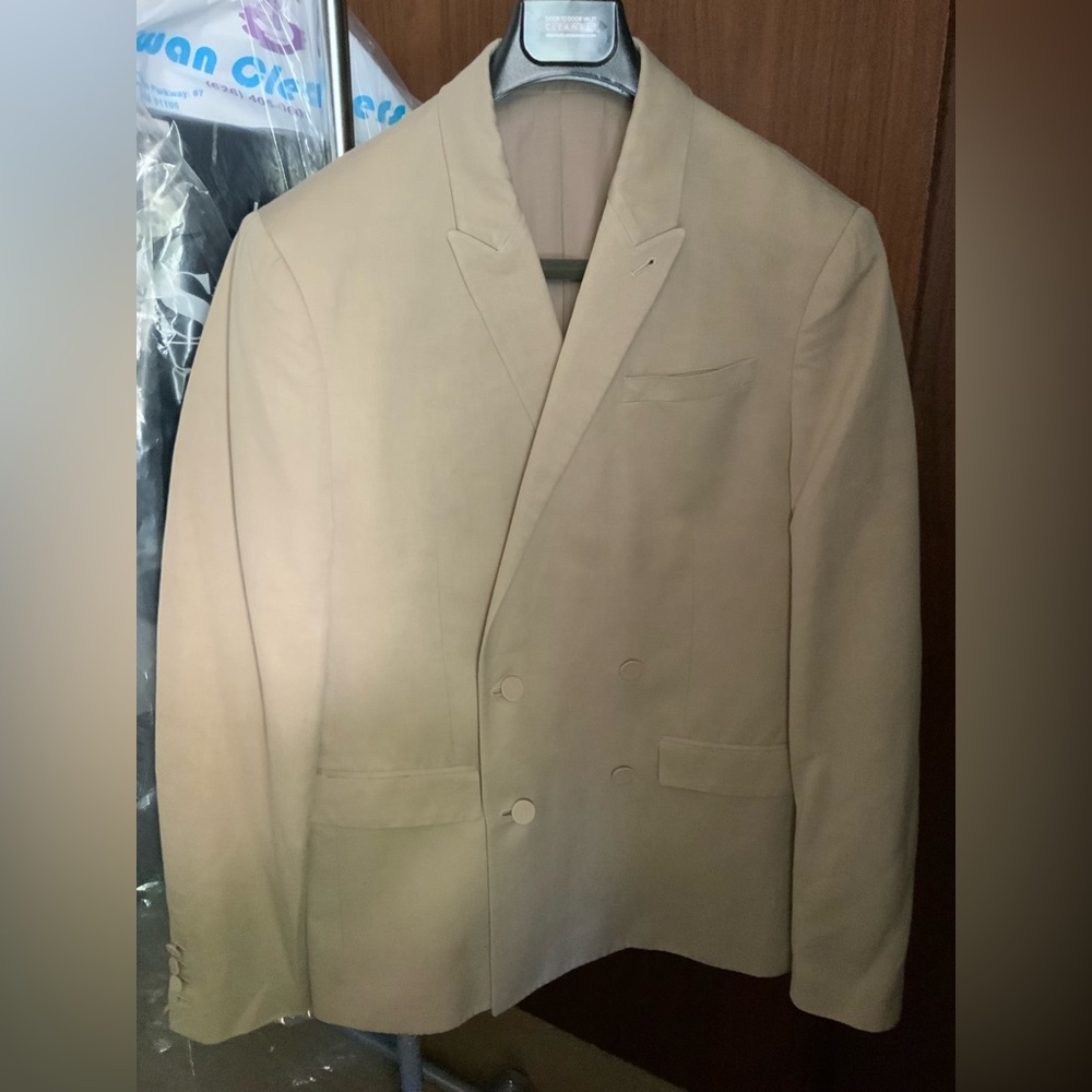 All Saints double breasted cream suit.
